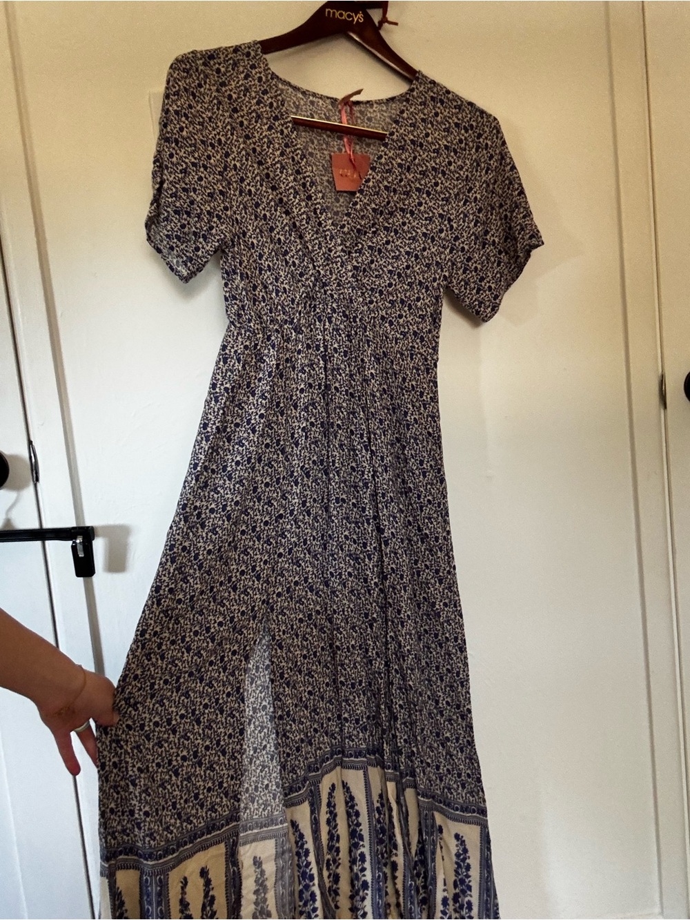 Floral French Maxi Dress - Blue/Cream
